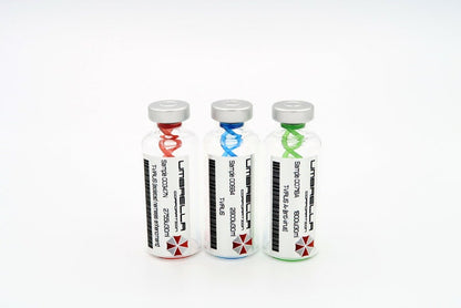 Resident Evil - Double Helix Umbrella Corporation T-Virus, Anti-Virus, and T-Virus (Isolated Nemesis Enhancment) Vial Prop